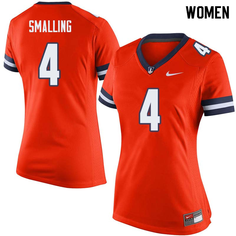 Women #4 Ricky Smalling Illinois Fighting Illini College Football Jerseys Sale-Orange